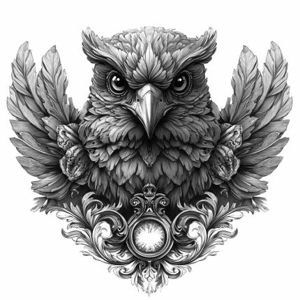 Scary owl black and white transparent PNG