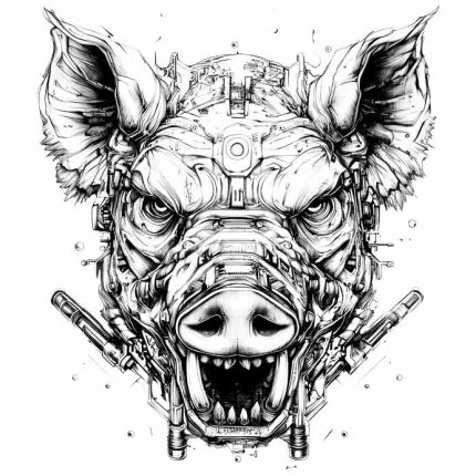 cyberpunk pig transparent PNG