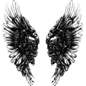 cyberpunk wing iron tattoo design transparent PNG