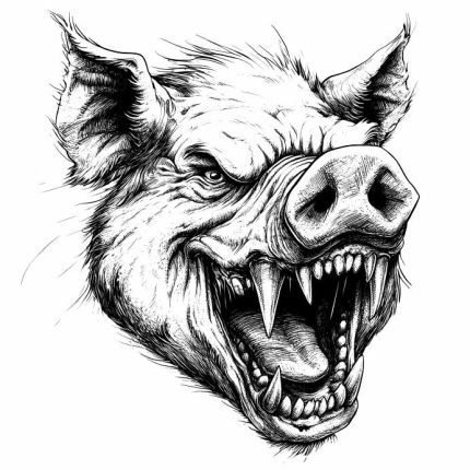 scary giant pig tattoo design transparent PNG