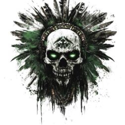 Skull with scary style tattoo design transparent PNG