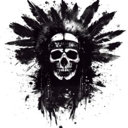 skull and feathers tattoo design transparent PNG