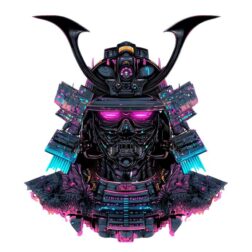 Japanese cyberpunk helmet tattoo design PNG