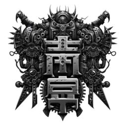 mechanical cyberpunk japanese tattoo design PNG