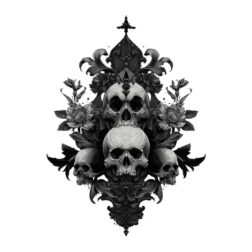 Scary gothic skull style tattoo design transparent PNG