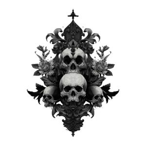 Scary gothic skull style tattoo design transparent PNG