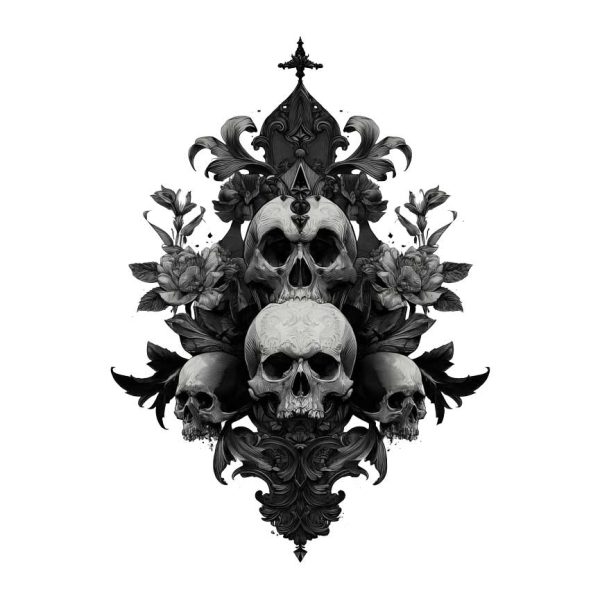 Scary gothic skull style tattoo design transparent PNG