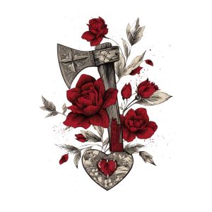 Tattoo design heart axe design transparent PNG