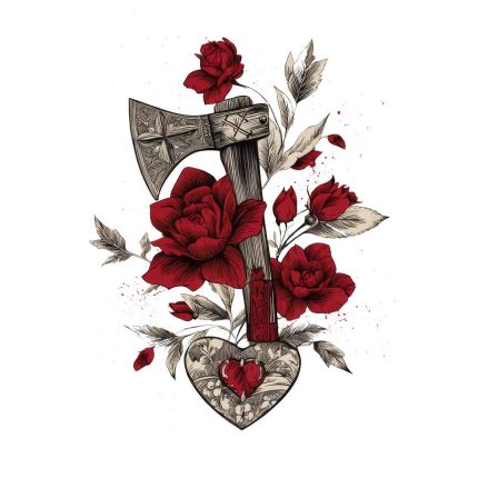 Tattoo design heart axe design transparent PNG