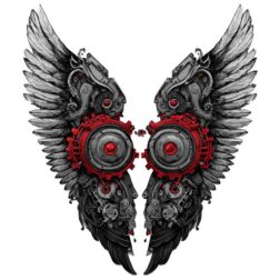 Cyberpunk style with iron wings tattoo design transparent PNG