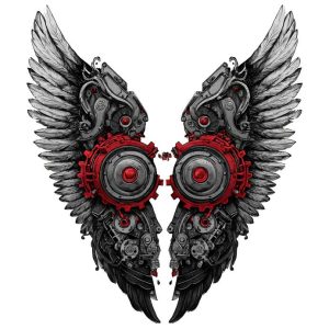 Cyberpunk style with iron wings tattoo design transparent PNG