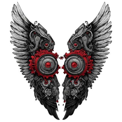 Cyberpunk style with iron wings tattoo design transparent PNG