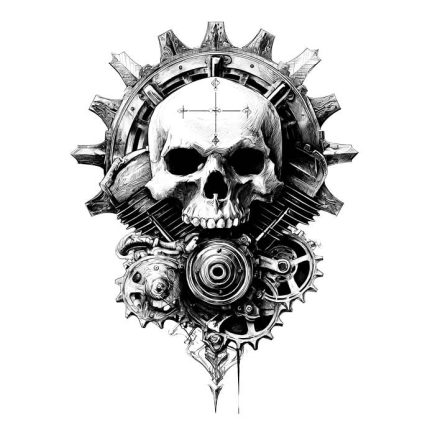 Epic Engine mechanical tattoo design transparent PNG