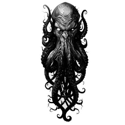 black and white Sleeve Octopus Tattoo Design transparent PNG