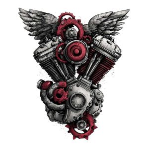 Tattoo design of engine mechanical wing transparent PNG