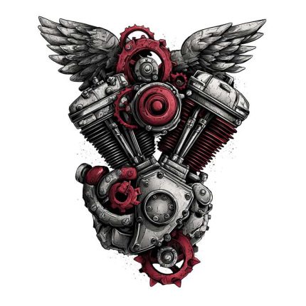 Tattoo design of engine mechanical wing transparent PNG
