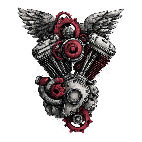 Tattoo design of engine mechanical wing transparent PNG