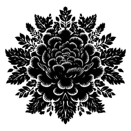 black and white Mandela flower nature tattoo design Transparent PNG