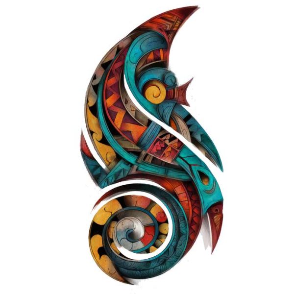 Colorful war Tribal tattoo design transparent