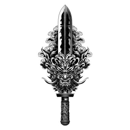 Japanese namakubi tattoo design transparent PNG