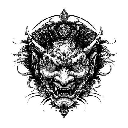 Scary theme of Japanese namakubi tattoo design transparent PNG