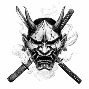 Japanese mask scary theme transparent PNG