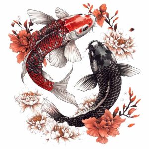 Koi japanese theme tattoo design transparent PNG