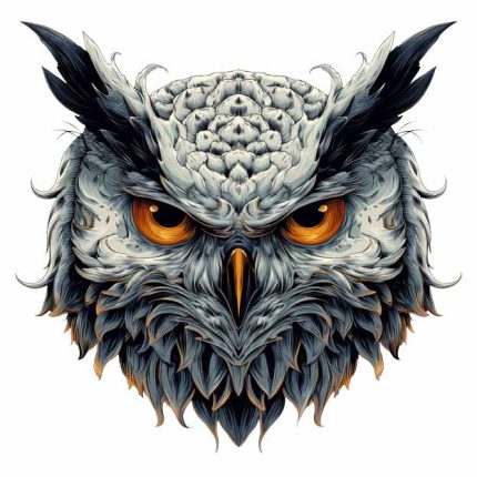 Scary huge Owl tattoo design transparent PNG