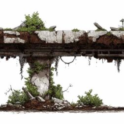 reference image and Cut out images of Post-Apocalyptic Ground Platform with Transparent PNG