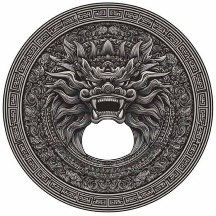 dark and scary Dragon style with ornamental design on the circle transparent png