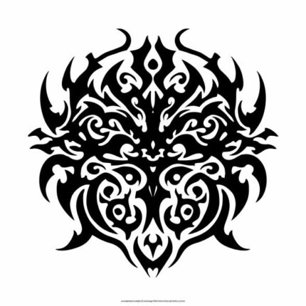 symmetrical Gothic tattoo design with edge lines PNG