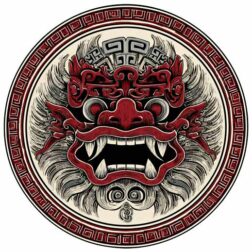 Japanese face color mask with open mouth yakuza transparent PNG