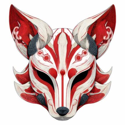 Kitsune fox theme tattoo design transparent PNG