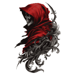 Scary red Grim reaper Design with ornament transparent PNG