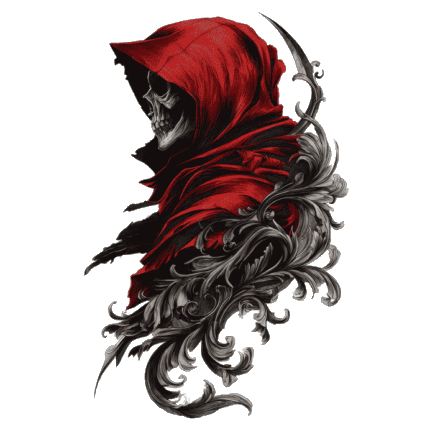 Scary red Grim reaper Design with ornament transparent PNG