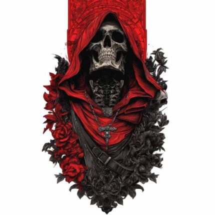 Gothic red Grim reaper with death style Design PNG