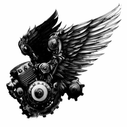 Steam cyberpunk fox tattoo design PNG