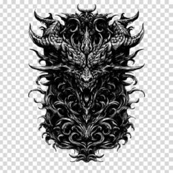 Terrifying illustration of scary dragon PNG