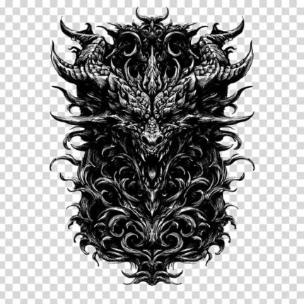 Terrifying illustration of scary dragon PNG