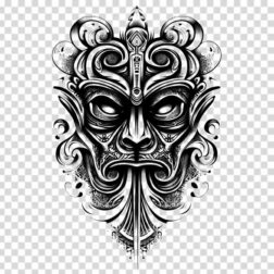 black and white Celtic dark and scary face transparent PNG