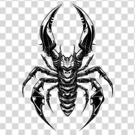 Dark insect with scary legs transparent Background in black and white theme