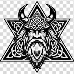 Viking man theme and norse theme PNG black and white 4k