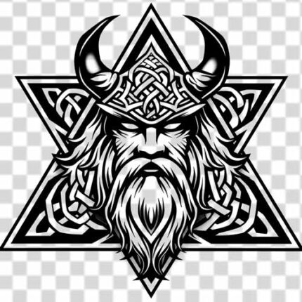 Viking man theme and norse theme PNG black and white 4k