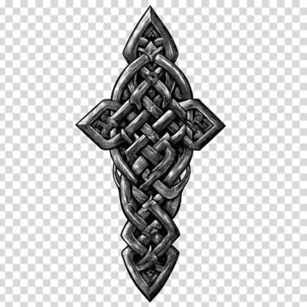 black and white celtic warrior tattoo design transparent PNG