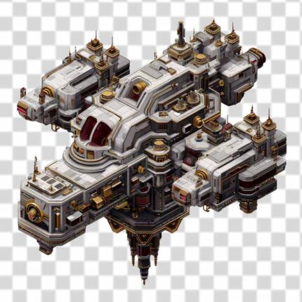 cyberpunk building in space and sci-fi style transparent PNG