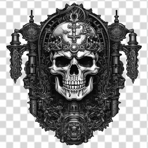 gothic Tattoo gothic skull black and white with scary theme transparent PNG