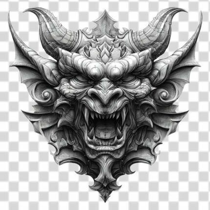Scary creature's demon head transparent PNG Format
