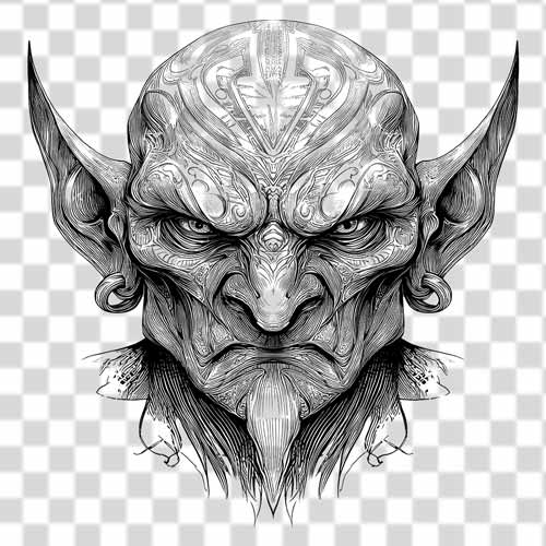 Fantasy and mysticism humanoid face transparent PNG Fantasy and mysticism humanoid face transparent PNG 4k