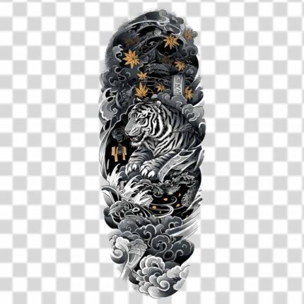 free Tattoo traditional Japanese with a tiger PNG