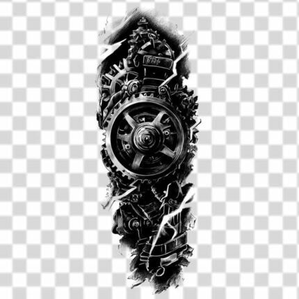 Steampunk mechanical tattoo design png download 4k black and white